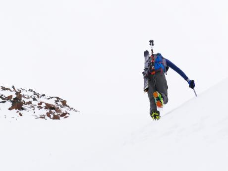 You gotta go up to come down in the backcountry. Photo by Blaine Eldredge